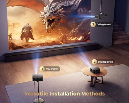 [1000 ANSI/Google TV/Voice Control]Smart Projector with WiFi 6 and Bluetooth, Netflix-Licensed 4K Support, Outdoor Movie Proyector, 1080P Home Ceiling Auto Focus Projector, PUTRIMS K12 Gray