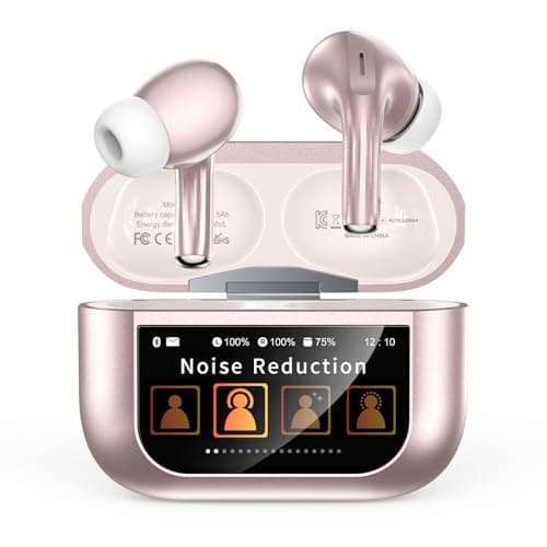Wireless Earbuds, Bluetooth 5.4 Ear Buds with Multifunctional Touch Screen, ANC/ENC Noise Cancelling Headphones with 48H Playtime, Bass Stereo Sound, for Laptop, Android/iOS, Pad, Rose Gold