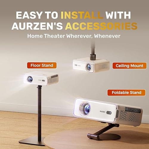 EAZZE D1 Smart Projector with WiFi and Bluetooth, Netflix-Officially-Licensed, Auto Focus & Keystone, DoIby Audio, Zoom, Native 1080P Movie, Portable Outdoor Mini Projector, White