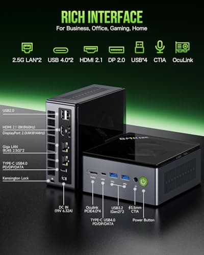 GMKtec Mini PC Gaming, M7 AMD Ryzen 7 PRO 6850H (8C/16T 4.70Ghz) Dual NIC LAN 2.5G Desktop Computer, 32GB DDR5 RAM + 512GB Hard Drive PCle SSD, Dual USB4, HDMI 2.1, USB-C