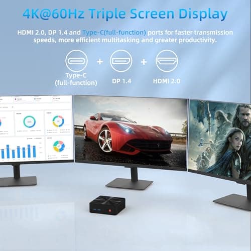 Mini PC, Intel 12th Alder Lake N100 (up to 3.4GHz), 16GB DDR4 RAM 512GB M.2 SSD Dual LAN, Mini Desktop Computers Windows 11, 4K Triple Display, Type-C, WiFi 6, BT 5.2, Micro PC for Home Office