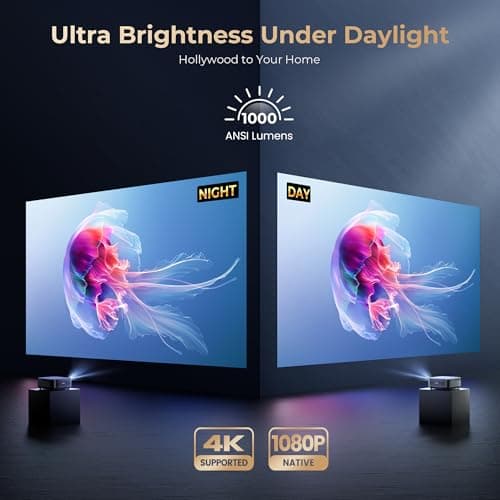 [1000 ANSI & Audio by DBX-TV] Alvar 4K Projector with WiFi 6 and Bluetooth, 30W Speakers, Netflix Certified & DoIby Audio Outdoor Proyector, Auto Focus Native 1080P Smart Projector, Black
