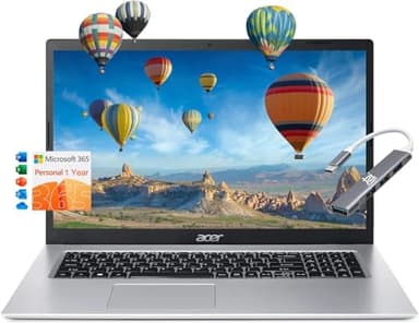 acer Aspire 1 A115-32-C96U Home & Student Slim Laptop (15.6" FHD, Intel Celeron N4500, 16GB RAM, 512GB SSD, UHD Graphics) 1-Year Office 365, Ethernet, Wi-Fi, Webcam, IST Hub, Win 11 Home, Silver