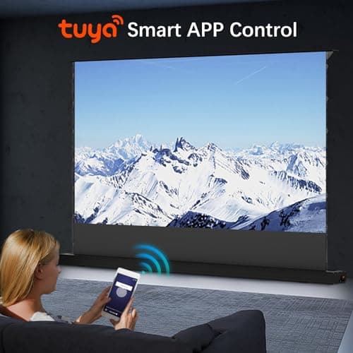 IN&VI 100" 8K HBSI PET Motorized ALR Floor Rising Projector Screen for Ultra Short Throw Projector,Movie Screen for Home Theater,Motorized Projector Screen 4K/8K Ultra HD Active