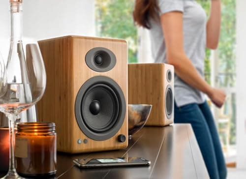 Audioengine A5+ Wireless Bluetooth Bookshelf Speakers - Premium 150W Stereo Speakers for Music, Gaming, Turntables, Home Theater Systems - Powerful Studio Monitors