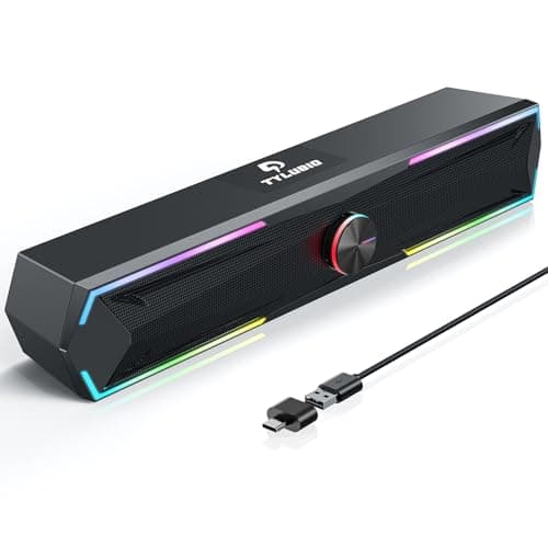 Bluetooth Computer Speakers for Desktop with Clear Sound, Flowing LED Computer Speaker for Desktop Laptop Monitor, Bluetooth & USB Input Black