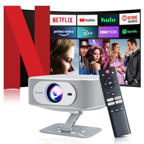 Netflix Licensed Projector with Wifi Bluetooth 4K, Auto Keystone/Electric Focus, Smart Android 13 NTV, 400 ANSI Lumen, 1080P Native Outdoor Movie Projector, Mini Portable, Built-in Apps (2025)