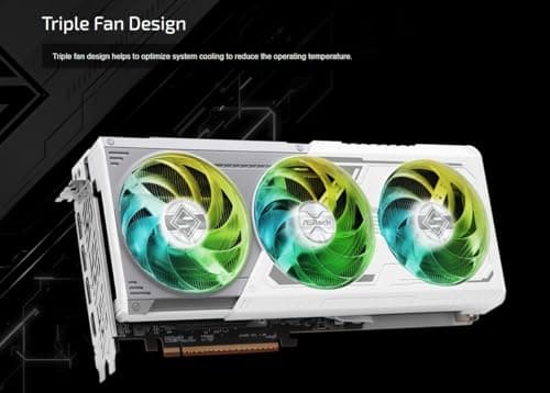 ASRock AMD Radeon RX 9070 XT Steel Legend 16GB White GPU 20Gbps GDDR6 256Bit (3rd Gen RT 2nd Gen AI Accelerators) PCIe5.0 800W 2x8-pin Triple Fan DP2.1a HDMI2.1b Graphics Card 2.9 Slot