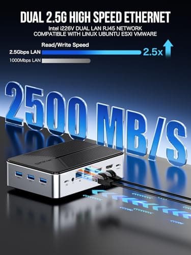 GMKtec Mini PC NAS, G9 Intel N150 Dual Boot Linux Desktop Computer 12GB DDR5 64GB EMMC M.2 SSD, 4*M.2 NVMe Slots, Dual NIC 2.5GbE, USB-C/USB 3.2 10Gbps, Network Attached Storage