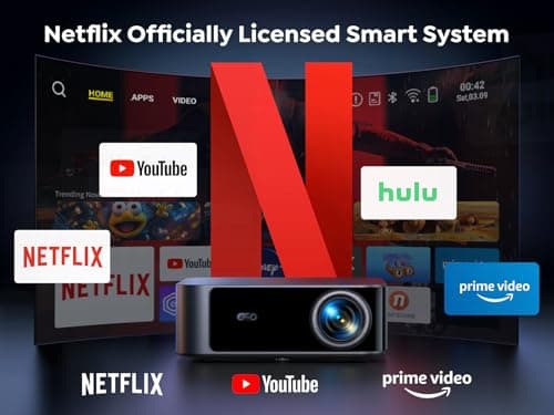[1200 ANSI/Netflix-Licensed/36W Dolby Audio] Smart Projector with WiFi 6 and 2-Way Bluetooth, Auto Focus & Keystone, TOPTRO X9 4K Supported Outdoor Movie Projector, Gray