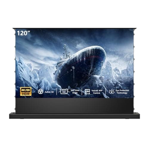 IN&VI Motorized ALR Floor Rising Projector Screen for Long/Standerd Throw Projector,Movie Screen for Home Theater,Motorized Projector Screen 4K/8K Ultra HD Active 3D (120 Inch/16:9)
