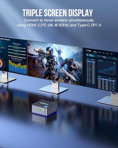 GMKtec Mini PC Intel N150(Turbo 3.6GHz) 12GB DDR5 512GB SSD Dual LAN, Desktop Mini Computer 4K Triple Display, WiFi6, BT5.2, Energy Efficient
