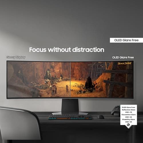 Samsung 49-Inch Odyssey G9 (G95SD) Series QD-OLED G-Sync Compatible Curved Gaming Monitor, 240Hz, 0.03ms, Dual QHD, Glare Free, FreeSync Premium Pro, Ergonomic Stand,LS49DG956SNXGO,2024, 3 Yr Warranty