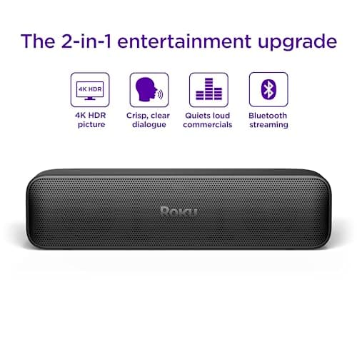Roku Streambar SE | 2-in-1 TV Soundbar with Built-in 4K/HD/HDR Streaming, Premium Speakers, & Enhanced Speech Clarity for Crisp, Clear Dialogue - Quick Guided Simple Setup