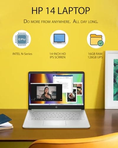HP Student Business Laptop Computer - w/Microsoft Office Lifetime & External DVD Drive • 16GB RAM • 128GB UFS & 256GB Extend Micro SD • Intel 4-Core Processor • HD Display • Win11 Pro(Green)