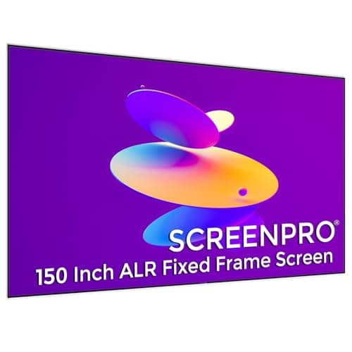 SCREENPRO ALR 150inch Ambient Light Rejecting Wall Mount Projector Screen for Laser Projector & UST Projector, 16:9 4K/8K Ultra Edge Free Fixed Frame Ceiling Light Rejecting Screen for Home Theater