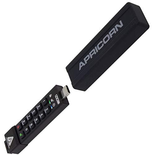 Apricorn 128GB Aegis Secure Key 3 NXC 256-Bit Hardware-Encrypted USB 3.2 Type C Flash Drive, FIPS 140-3 Level 3 Validated (ASK3-NXC-128GB), Black