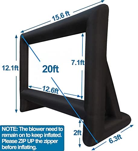 20 Feet Inflatable Projector Screen Outdoor Inflatable Movie Screen with Air Blower Storage Bag, Easy Set Up Blow Up Screen for Backyard Movie Night, Theme Parties, Celebrations