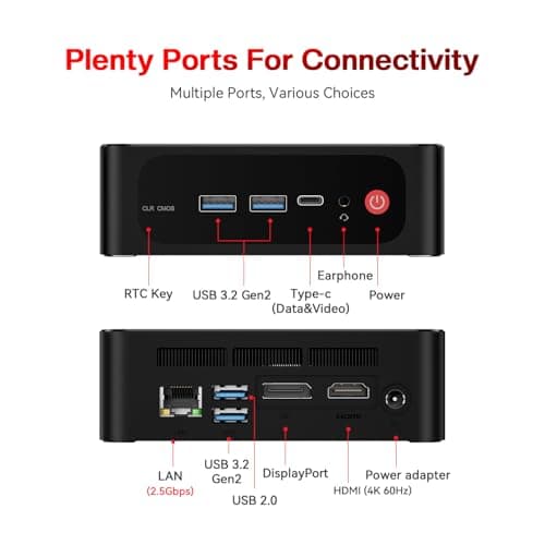 Beelink SER5 PRO Mini PC,AMD Ryzen 7 5825U(8C/16T,up to 4.5 GHz),Mini Computer 16GB DDR4 RAM 500GB M.2 SSD Graphics 8 core 2000 MHz Wifi6/BT5.2/HDMI+DP+Type-C,Support Triple-Screen Display