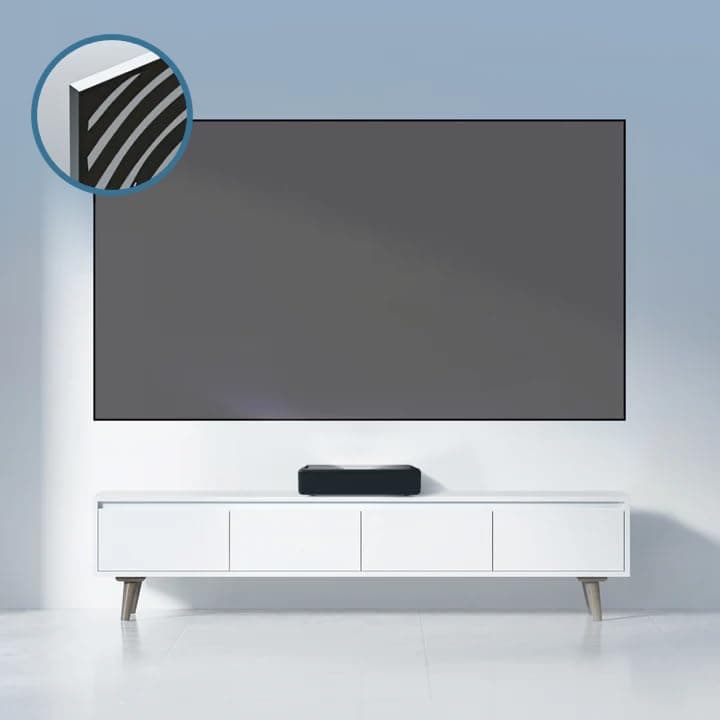 Formovie Theater Fresnel ALR Ultra Short Throw Projector Screen | 100 Inch, Ultra-Thin, Ambient Light Rejecting Fixed Frame UST Projector Screen | HDTV 16:9 Format | Great For Home Theaters and Gaming