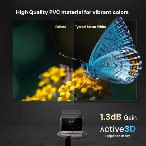 120-inch Fixed Frame Projector Screen, 1.3 dB Gain, 80% PQE, 4K/8K Ultra HD, 3D Wall Mount Projector Screen, Works with Long Throw, Short Throw & Ultra Short Throw Projectors