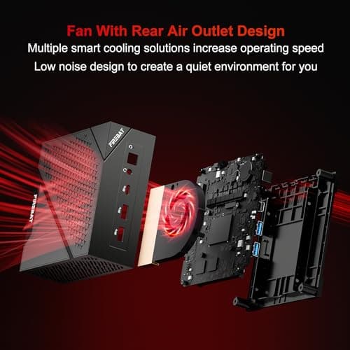 Mini PC Gaming Computer【AM02】AMD Ryzen 6600H (6C/12T, Up to 4.5GHz), Radeon 660M Graphics, USB-C, 4xUSB-A, DP2.0 (4K@160Hz), HDMI 2.1, MU-MIMO WiFi6 BT5.2, 16GB DDR5 RAM 4800MHz 512GB PCIe SSD