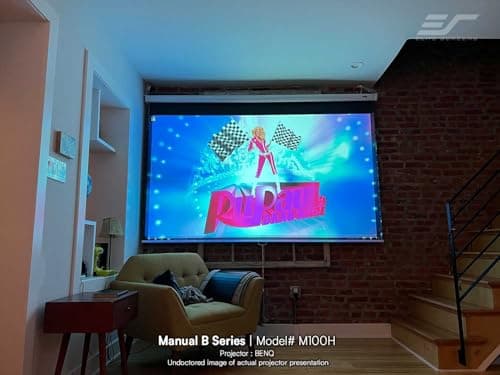 Elite Screens Manual B Series, 120-INCH Pull Down Projector Screen, ISF Certified, Auto-Lock Mechanism, 4K / 8K 3D Ultra HDR HD Ready Home Cinema Theater Gaming, M120H