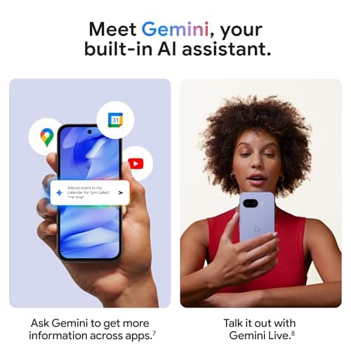 Google Pixel 9a with Gemini - Unlocked Android Smartphone with Incredible Camera and AI Photo Editing, All-Day Battery, and Powerful Security - Peony - 128 GB