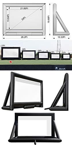 33Ft Giant Inflatable Movie Screen with Blower - Front and Rear Projection - Blow Up Outdoor and Indoor Projector Screen for Party, Easy to Set Up