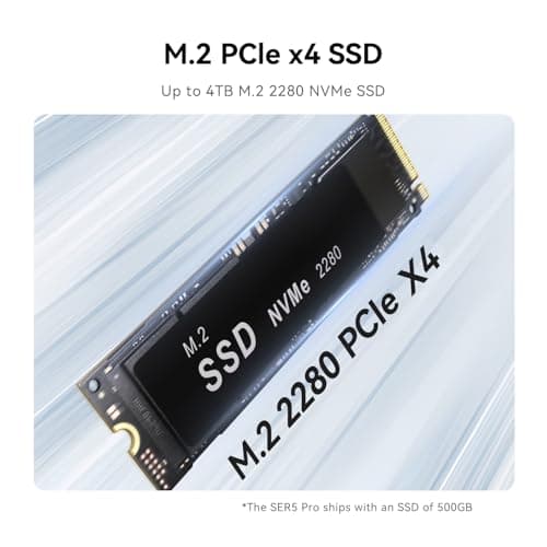 Beelink SER5 Mini PC, AMD Ryzen 7 5825U(Up to 4.5GHz) 8C/16T, Mini Desktop Computer 32GB DDR4 RAM 500GB NVMe SSD, Mini Gaming PC 4K@60Hz Output/BT5.2/WiFi 6 for Office/Gaming/Home