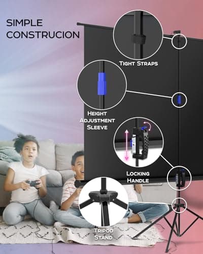 100 Inch Indoor and Outdoor Projector Screen with Stand for Movies or Presentations - HD Premium 16:9 Folding Free Tripod Screen with Carry Bag and Straps, Matte