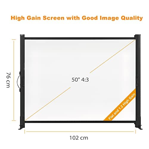 Portable Projector Screen with Stand, 50 Inch 4:3, Outdoor Projector Screen, Lightweight and Retractable, 1.2 High Gain Wrinkle-Free Video Projection Screens, for Home Cinema, Meeting Presentation.
