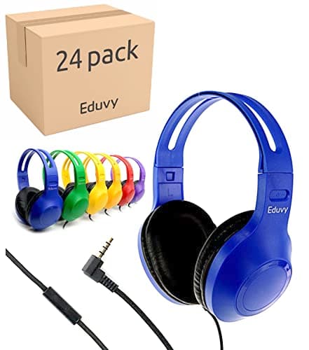 Bulk Headphones for Classroom with Microphone, Heavy-Duty School Pack Wired Headphones for Students. Teacher Must Haves Supplies from Elementary to College (24 Pack Mixed Color)