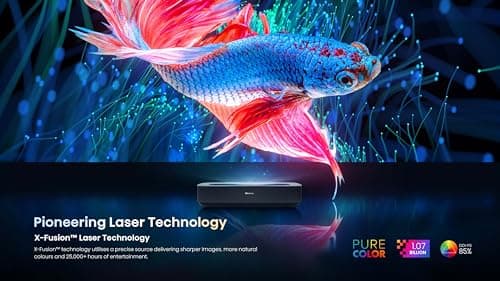 Hisense PL1 Ultra Short Throw Home Theater Smart Projector, 80"-120", 4K UHD, Dolby Vision & Atmos, HDR10, Google TV, Netflix, 2200 ANSI Lumens (Renewed)