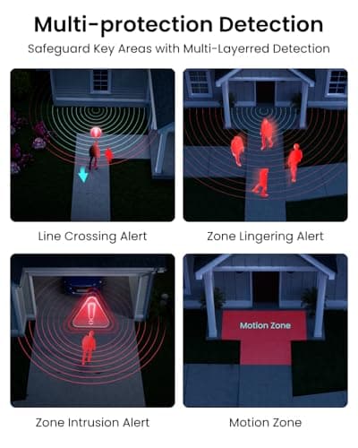 REOLINK New Version 12MP Smart Security System with AI Video Search, Person/Vehicle/Animal Detection Color & Infrared Night Vision, Two-Way Talk, 24/7 Recording, Perimeter Protection, RLK8-1200D4-A
