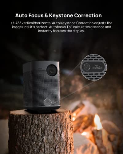 XGIMI Halo+ 1080P Portable Projector, 700 ISO Lumens with Harman Kardon Speakers, Auto Keystone Correction, Auto Focus, Intelligent Obstacle Avoidance, Intelligent Screen Alignment, Android TV 10.0