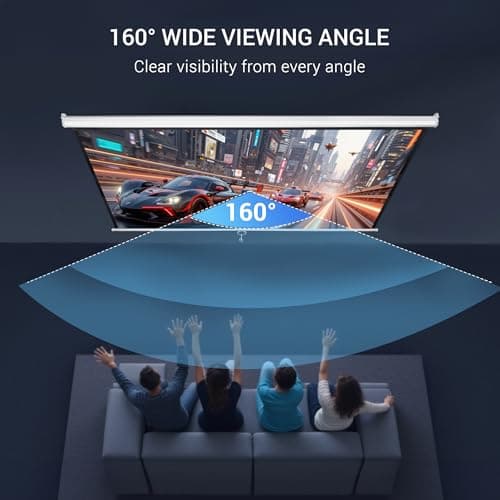 ZENY Portable Projector Screen Pull Down, 100 Inch 16:10 Video Projection Screen Home Theater, Retractable Projector Screen, Moive Screen Indoor Outdoor, Wall Mount (100'' 16:10 White)