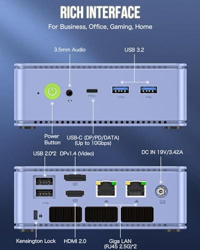 GMKtec M5 Plus Gaming Mini PC Ryzen 7 5825U (Upgraded 5700U), 32GB RAM 1TB SSD Dual NIC LAN 2.5GbE Desktop Computers, Triple 4K Display - Lunar Blue