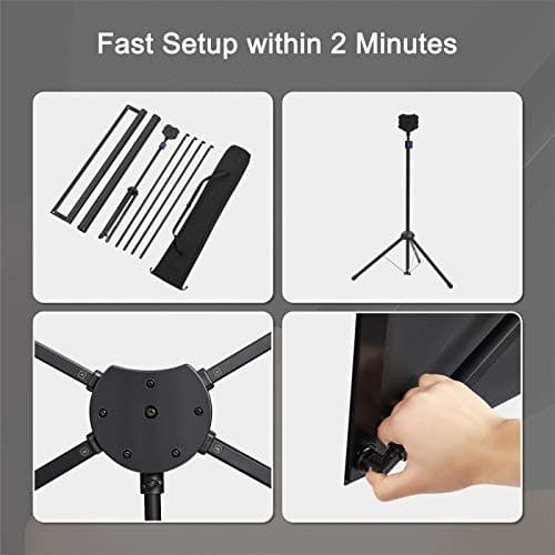 Portable Projector Screen with Stand, Outdoor Movie Screen, 80 Inch 16:9, Light-Weight, Mobile and Compact, Easy Setup and Carrying, Projection Screen with 1.2 Gain Glass Fiber, Idea for Home Cinema.