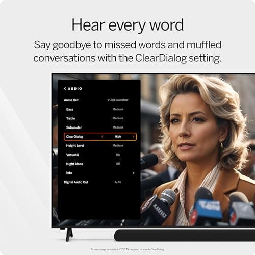 Vizio SV510X-0806B-RB Dolby Atmos 5.1 Channel 33 Inch Soundbar System - (Renewed)