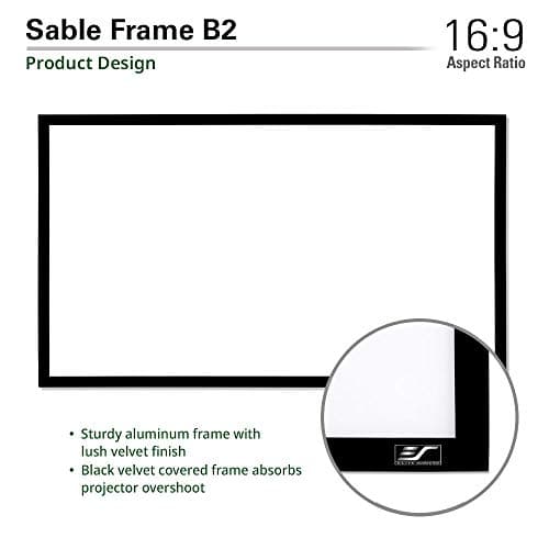 Elite Screens Sable Frame B2 Fixed Frame Projector Screen 120 inch 16 9, 4K/8K UHD, ISF-Certified CineWhite UHD-B (1.3 Gain), Wall Mounted for Standard, Short & UST Projectors, Home Theater, SB120WH2