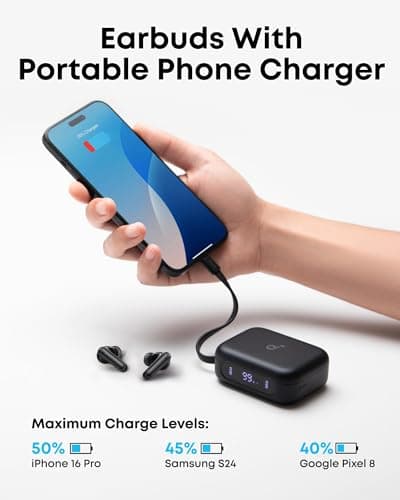 Soundcore P41i by Anker, Adaptive Noise Cancelling Earbuds with Portable Phone Charger, Only for USB-C Charging, 12H Playtime, 192H with Case, 6-Mic AI Clear Calls, IPX5 Wireless Bluetooth Earbuds