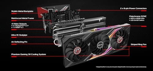 ASRock AMD Radeon™ RX 7900 XT Phantom Gaming 20GB OC Graphics Card 320 Bit 7680 x 4320 0dB Silent Cooling 3 x DisplayPort™ 2.1 GDDR6 1 x HDMI™ 2.1 20Gbps PCI Express 4.0