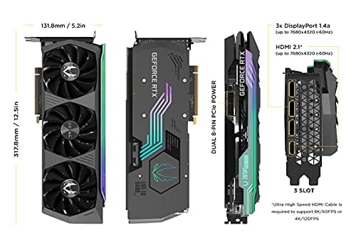 ZOTAC GAMING GeForce RTX™ 3080 Ti AMP Holo 12GB GDDR6X 384-bit 19 Gbps PCIE 4.0 Graphics Card, HoloBlack, IceStorm 2.0 Advanced Cooling, SPECTRA 2.0 RGB Lighting, ZT-A30810F