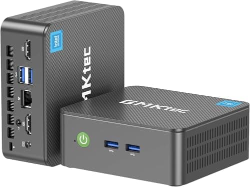 GMKtec Mini PC Intel N150 (up to 3.60GHz) Intel i226-V 2.5Gbps RJ45 Desktop Computers 16GB DDR4 256GB PCIe M.2 SSD/ 4K Dual HDMI/USB3.2/WiFi 6 BT5.2 for Office, Business