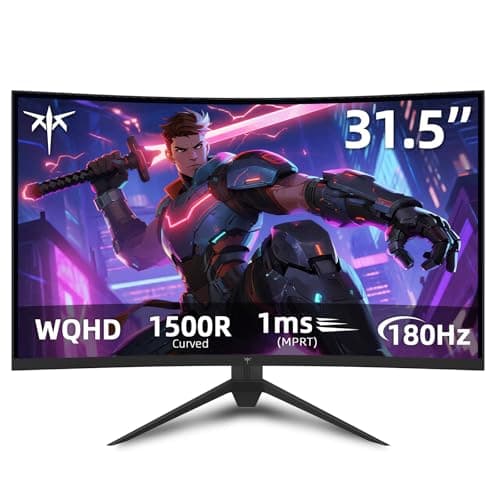 KTC 32 inch Curved Gaming Monitor, 180Hz 1ms MPRT, 2K 1440P 144Hz Monitor, 1500R HVA Display, Adaptive Sync, HDR, 120% sRGB, DisplayPort HDMI, Vesa Support 3.9x3.9'', PC Moniter for Gamers