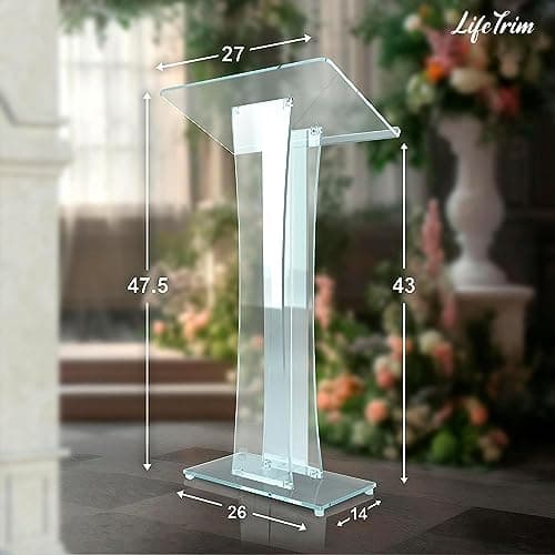 Acrylic Podium Stand Portable Pulpits for Churches Clear Podium Lectern Shtender Hostess Stand Presentation Events Teacher Podium for Classroom Church Pulpit Transparent Modern Lecterns & Podiums