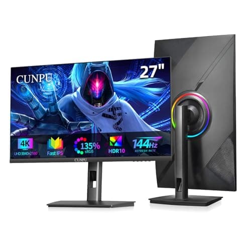 27 Inch 4K 144Hz Gaming Monitor, UHD 3840x2160 Fast IPS Panel PC Monitor, 135% sRGB, HDR400Nit, Freesync & G-sync, Support PS5 120Hz VRR, HDMI 2.1,DP 1.4, Height/Vertical Adjustment