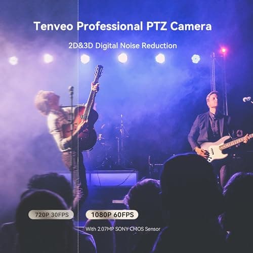 Tenveo AI Auto Tracking NDI PTZ Camera 3G-SDI/HDMI/USB3.0/LAN PoE 30X Optical+8X Digital Zoom IP Live Streaming Camera, FHD 1080P 60FPS for Church Services Worship Large Events Live Broadcast