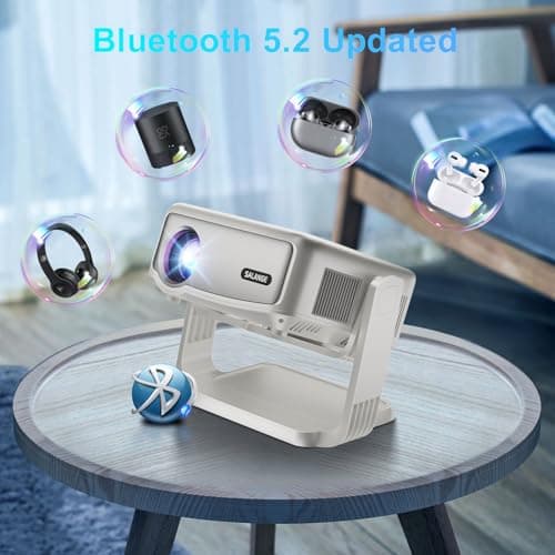 Smart Projector with Built in Apps - Electric Focus, Auto Keystone, Salange Android Projector 4k Wifi Bluetooth, 360° Ajustable Mini Protable Outdoor Movie Projectors, Compatible w iPhone, TV Stick
